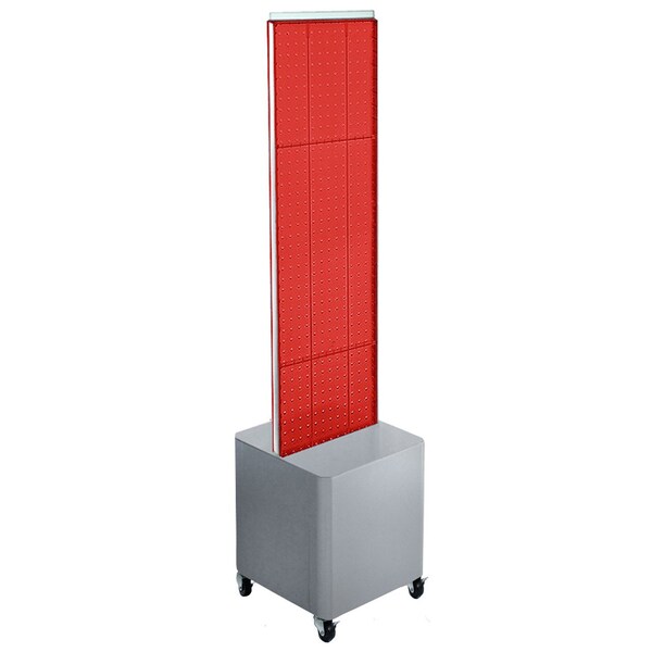 Azar Displays Two-Sided Pegboard Floor Display on Wheeled Studio Base 700729-RED - main